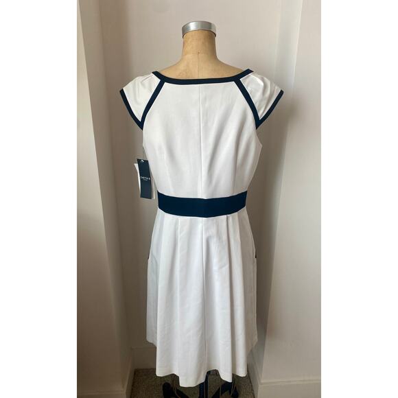 Chetta B Black & White Cotton Blend Shirt Dress With Gold Toggles size 6 nwt - Picture 4 of 10